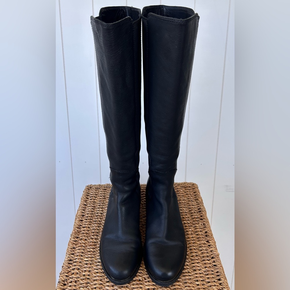 Cole Haan Nike Air Women’s Equestrian Boots 1” Heel Side Panels Black Size 8B